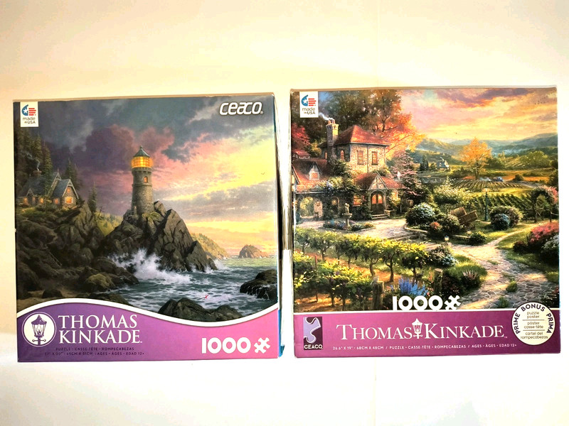Lot Of 2 Ceaco Thomas Kinkade 1000 Pc Puzzles