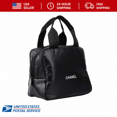 Chanel Mini Boston Makeup Bag   Black Cosmetic Bag with Handle