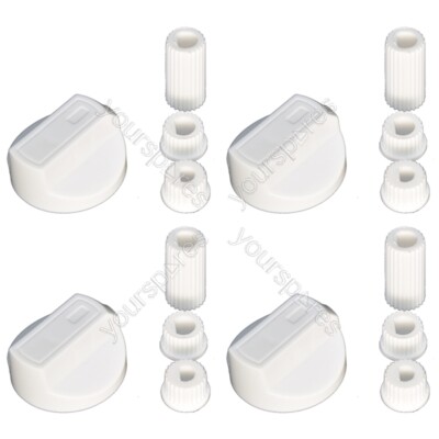4 Hotpoint Universal-Regler und Adapter für Herd/Backofen/Grill weiß