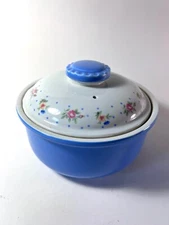 Vintage Hall China Co. Mary Dunbar Blue Rose Casserole USA