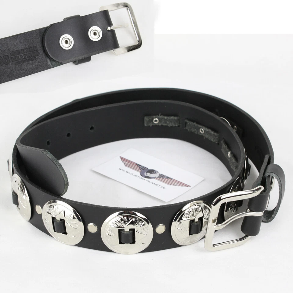 Biker Western Rocker Concho Echt Leder Gürtel Ledergürtel Concha Leather Belt US