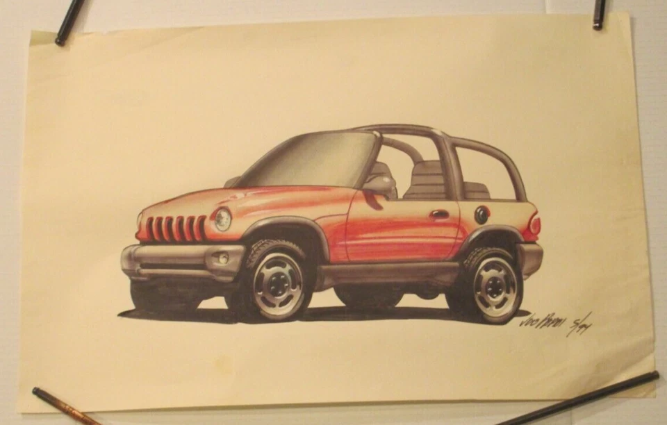 JOE PAPAI Vintage 1994 Concept Car Jeep Design Illustration Sketch Art Signed - Image 3 of 4