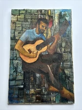 DAVID FRALEY PAINTING LARGE 36 INCHES STREET MUSICIAN GUITARIST SINGER MODERNISM