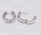 14k Solid White Gold Natural Diamond  huggie hoop earring  1.00  channel set — photo 5