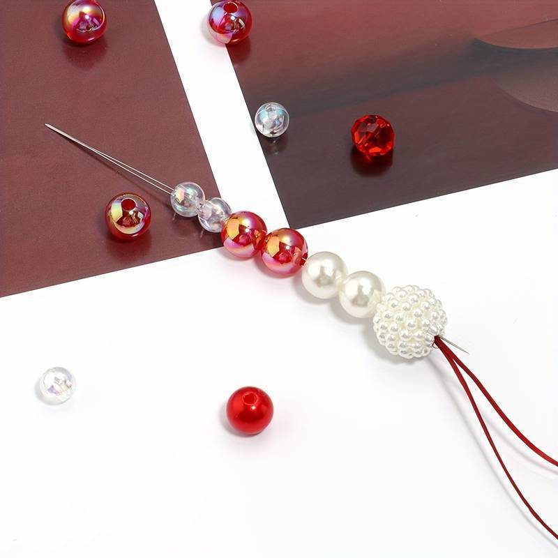 Perlennadel-Set 5 Größen – Edelstahl, Große Öse, Selbst Zusammenklappend, Mit Aufbewahrungsflasche, Für Schmuck & Stickerei