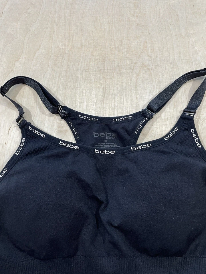 Sutiã esportivo feminino acolchoado Bebe Racerback tamanho M preto - Imagem 3 de 4