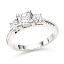 1 CT White Princess Cut Simulated Diamond Three Stone Wedding Ring In 925 Silver