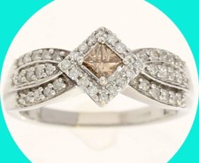 Natural Princess Diamond Halo Engagement Ring .48CT 14K White Gold Size 5.5