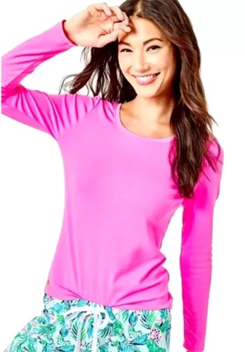 Lilly Pulitzer Size L Halee Long Sleeve Top *Plumeria Pink* / Style 009321