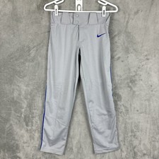 Nike Vapor Select Baseball Pants Gray Royal Blue Piping BQ6443-054 Boys Medium