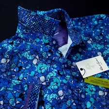 Robert Graham Floral Geometric Colorful Honeycomb Paisley Short Sleeve Shirt LRG
