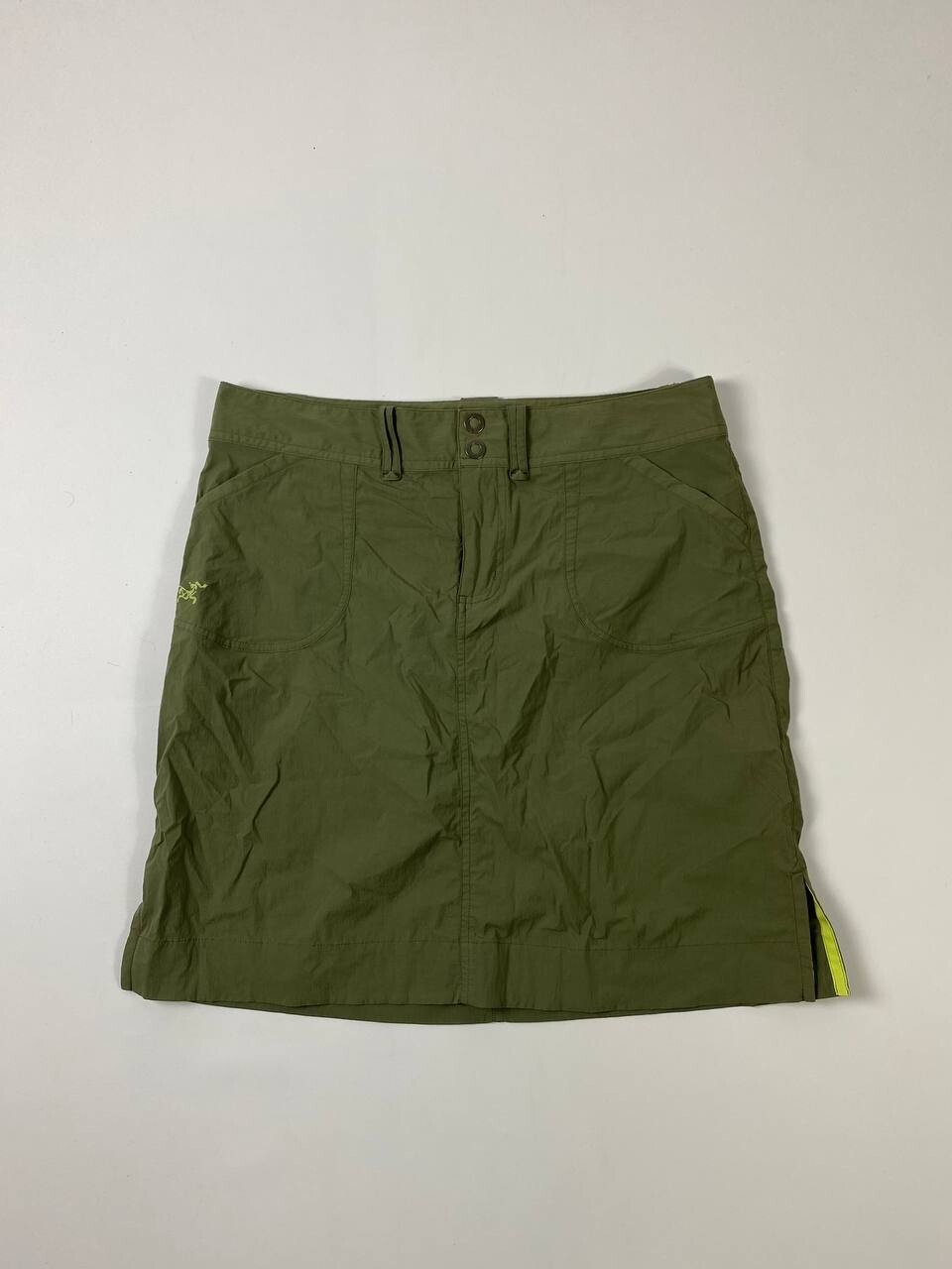 ARC'TERYX minigonna donna verde casual zip mosca taglia 8 W29