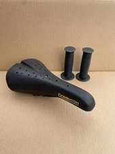 Viscount Dominator BMX Bicycle Seat, Grips Old School Hard Shell saddle GT Black
