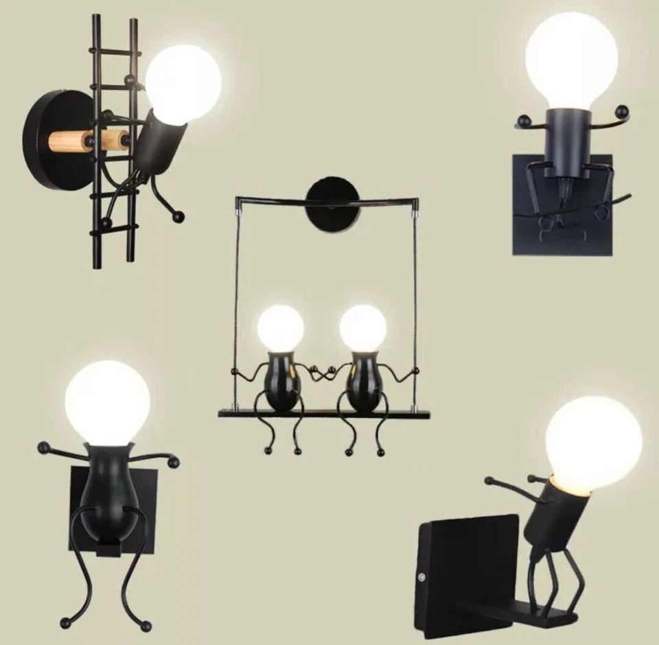 Applique a Parete Attacco E27 Lampada da Parete Omino su Scala IP20 Salone e B&B