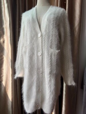 Angora Sweater Fluffy Fuzzy Cardigan Super Soft Chunky Knit