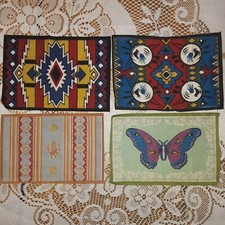 Vintage Tobacco Flannels / Felts Lot of 4 SOUTHWESTERN & Butterfly Dollhouse Rug