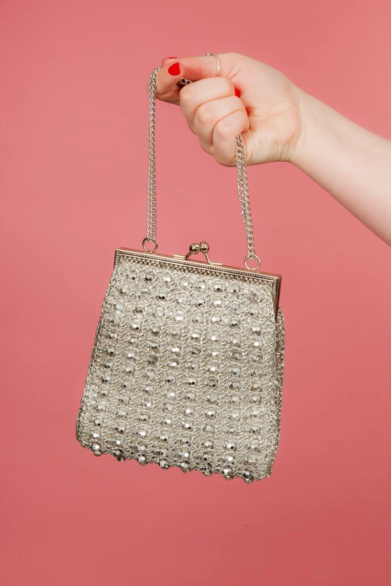 Metallic beaded bag sale