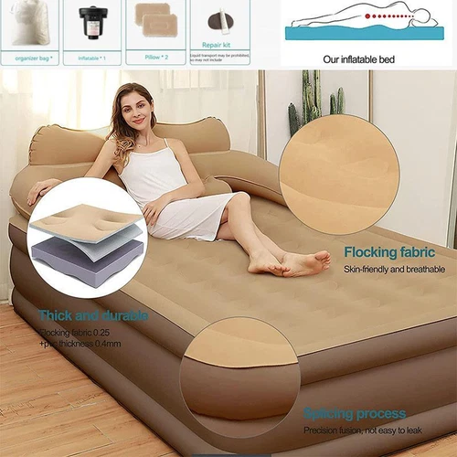 Queen Size Luftmatratze Schlafsofa Tragbar Aufblasbar Couch für Outdoor Camping - Bild 2 von 12