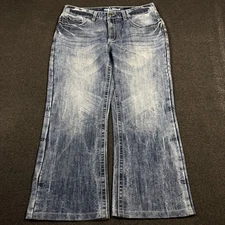 Machine Jeans Men's 36x27 Blue Denim Embroidered pockets Y2K Baggy