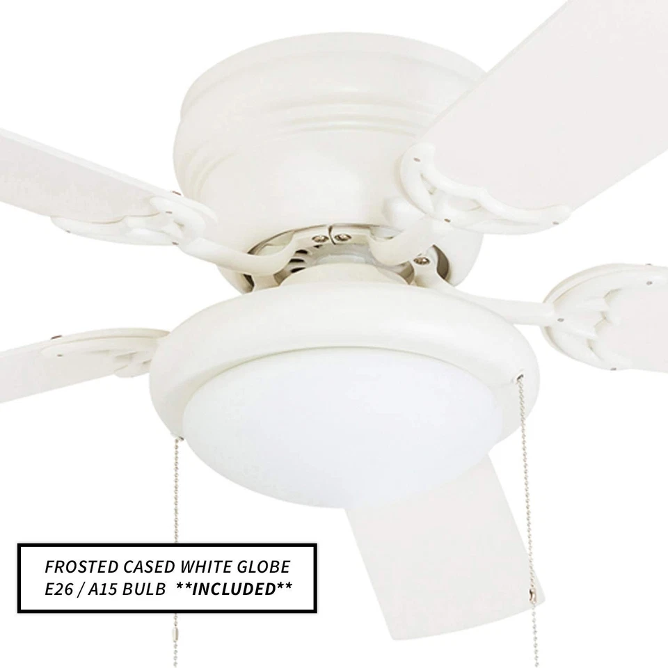 50254 Hugger 52" White West Hill Ceiling Fan with Bowl Light Kit - Image 3 of 4