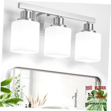 Bathroom Vanity Light,Brushed Vanity Lights with Square Frosted 3-Light Nickel