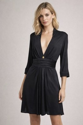 black empire waist dress Regency Inspired Shirred Bodice Empire Waist Mini Dress in Black main image 1
