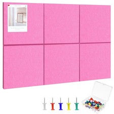 Large Cork Board 36" x 24", 6 Pack Felt Bulletin Board with 30 Pushpins, Cork...