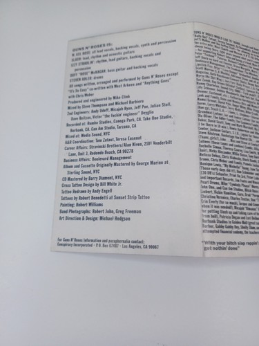 GUNS 'N' ROSES - APPETITE FOR DESTRUCTION UK  1987 CASSETTE TAPE VGC - Picture 9 of 20