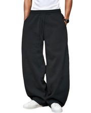 Men  s Baggy Sweatpants Fleece Wide Leg with Elastic Drawstring Waist, Casual ...