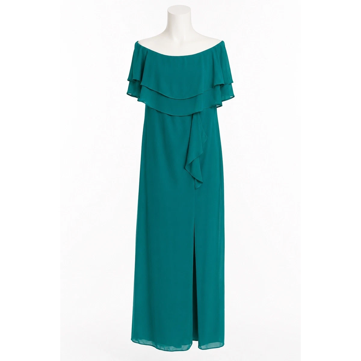belle badgley mischka green dress BELLE BADGLEY MISCHKA LOLA SATIN JACQUARD WRAP DRESS BLUE GREEN PRINT SZ 10 GUC