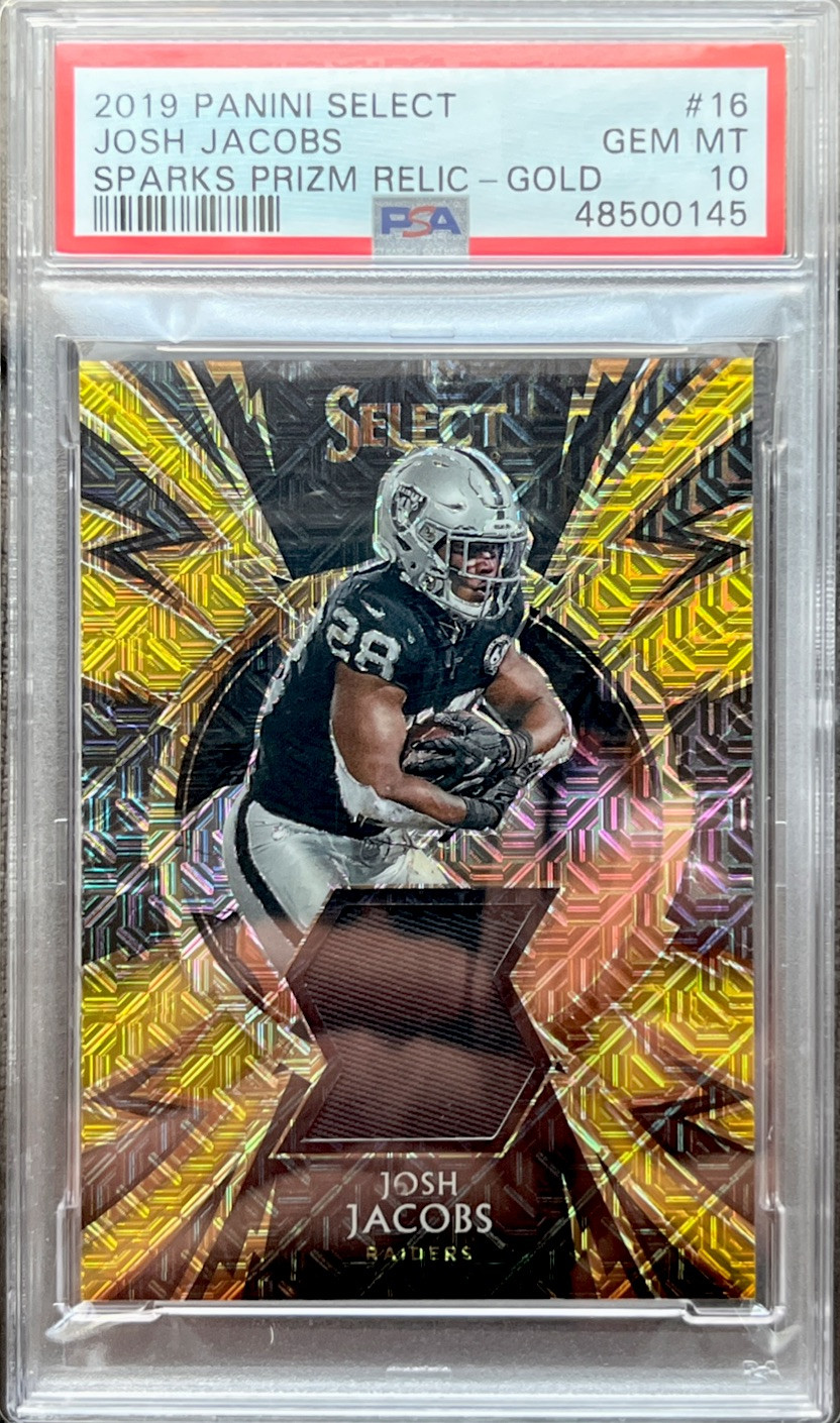 Josh Jacobs Panini Select Sparks Prizm Relics #16 Gold