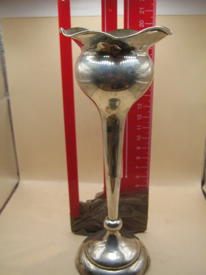 Jarrón grande Birmingham 1907 de plata de ley con forma Art Nouveau PESADO Foto 3 de 4