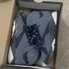 Jordan Air Jordan 7 Retro Suede Mid Top Sneaker Gray Navy Gold White