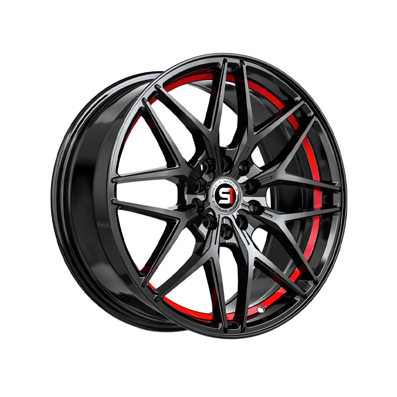 1 X Spec-1 SP-60 Gloss Black & Red Undercut 18X8 4x100/4x114.3