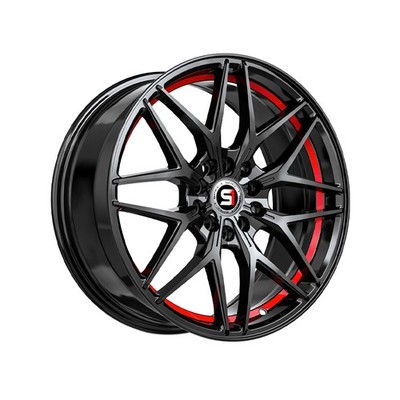 1 X Spec-1 SP-60 Gloss Black & Red Undercut 18X8 4x100/4x114.3