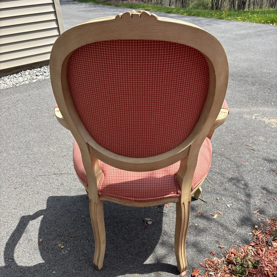 Chair - Louis XVI Armchair Red Checked Armchair- PICKUP ONLY - Image 3 of 4