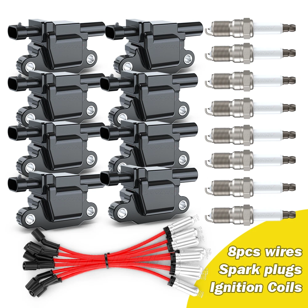 Kit De 8 Bobinas De Encendido D585 + Cables De Bujía Para Chevrolet Silverado 1500 LS 5.3L Y Otros V8