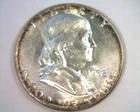1952 FRANKLIN HALF DOLLAR CHOICE ABOUT UNCIRCULATED+ CH. AU+ ALBUM RIM TONING