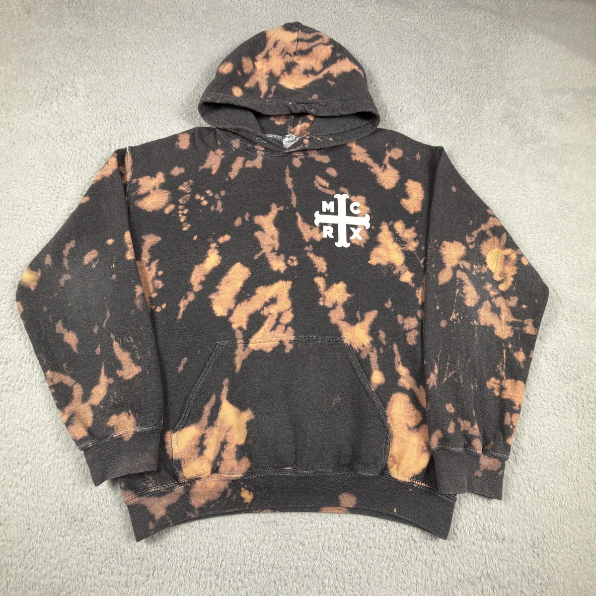 My Chemical Romance Hoodie Men Medium Black Bleach Gildan Tag MCRX Pullover  READ