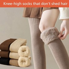 Women Winter Warm Long Socks Thicken Soft Thermal Knee-High Stockings Solid