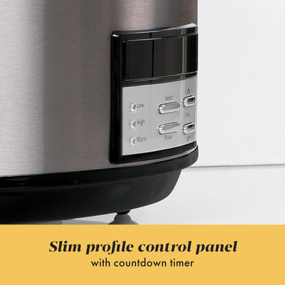 Large 8-Quart Programmable Slow Cooker with Auto Warm Setting Black Stainless...