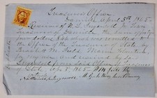 Original 1865 Civil War Era Maine Pay Document with Revenue Stamp