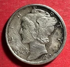 1919D US Mercury SILVER Dime "Denver" Mint! AU Details! FSB! Semi Key Date!