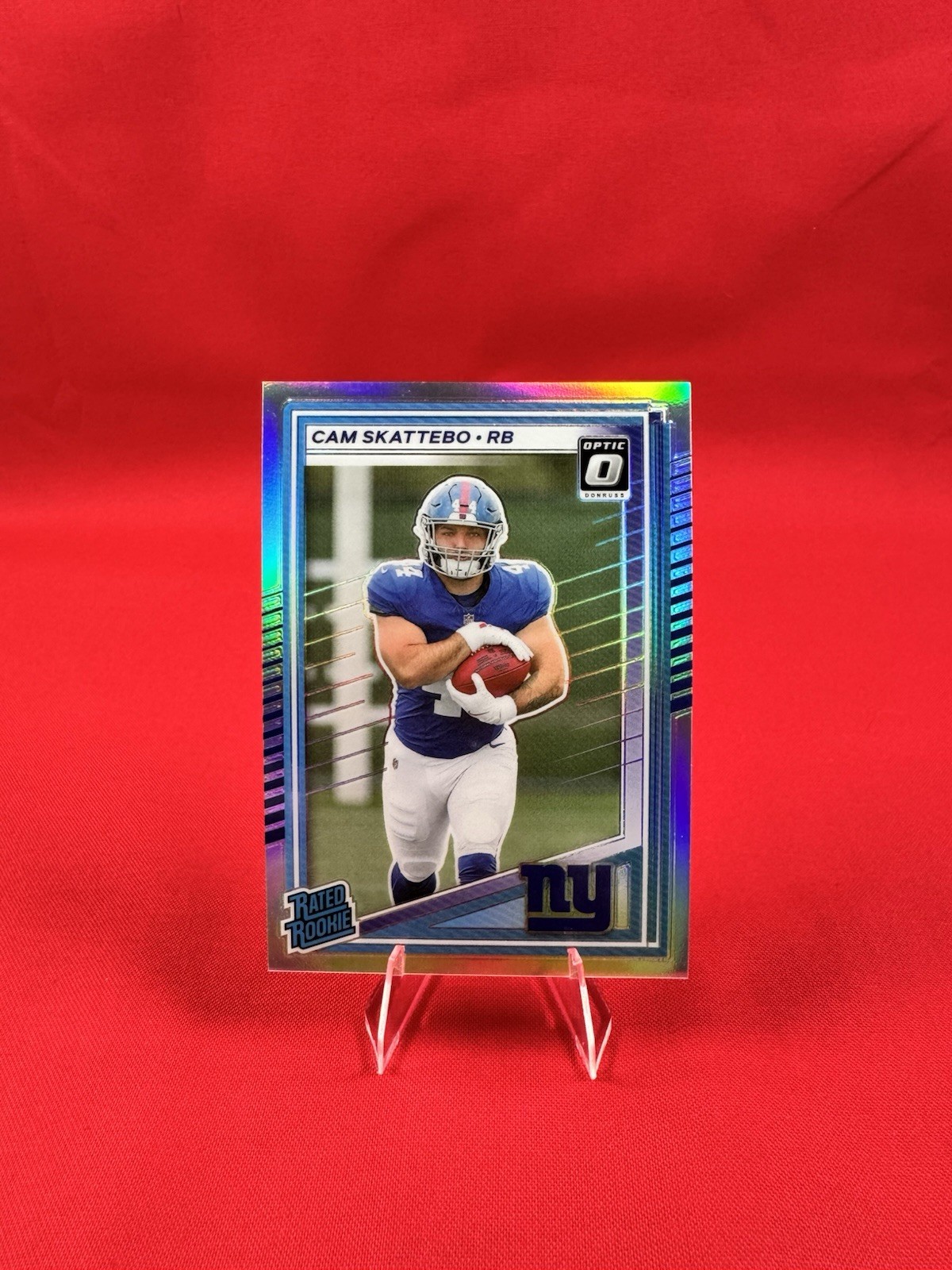 2025 Donruss Cam Skattebo Optic Rated Rookie Preview Holo RC #302 Giants