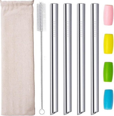 Boba Straws, Reusable Straw Metal Smoothies Jumbo Bubble Tea Tapioca Pearls
