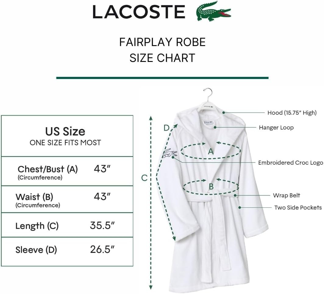 Lacoste Fairplay Velour Hooded,100% Cotton    Bath Robe , Magenta,One Size. thumbnail 4