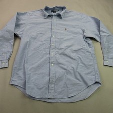 Ralph Lauren YARMOUTH Men's 17-35 Light Blue Oxford Button Down Shirt Polo Logo