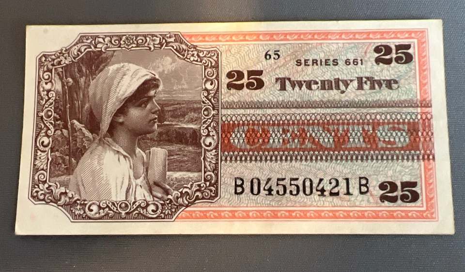 US 5 & 25c Military Payment Certificate Series 661. Nice High Grade Notes AU - Image 3 of 4