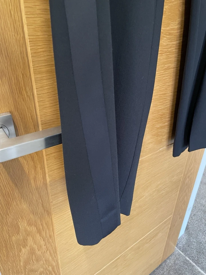 M&S Women’s Black Slim Flare Trousers With Satin Side Stripe UK16 Regular New - Image 4 of 4