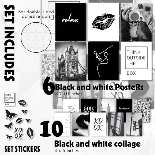  Pósters en blanco y negro para estética de habitación - decoración de pared en blanco y negro, niño  Foto 3 de 4